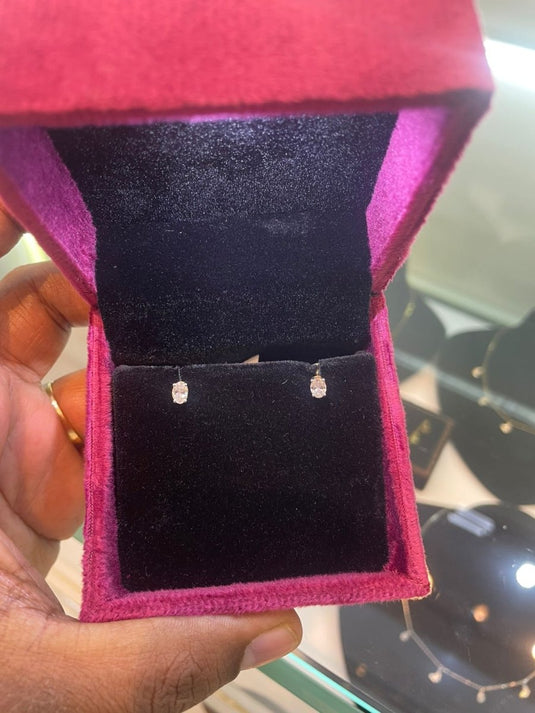 0.49 ct Solitaire Oval Shape Studs - 9Kt Yellow Gold - iAMORY