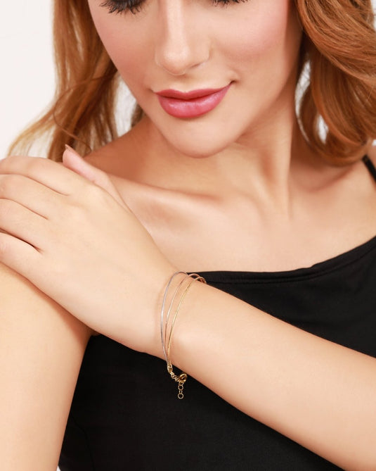 3 Line 3 Tone Italian Bracelet - 925 Sterling Silver - iAMORY