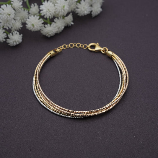 5 Line 3 Tone Italian Bracelet - 925 Sterling Silver - iAMORY