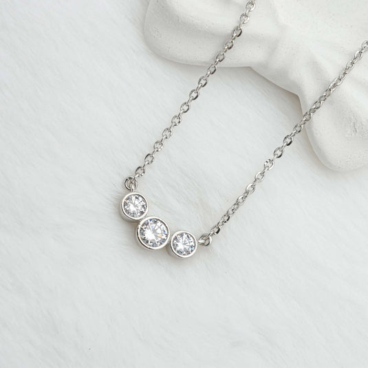 925 Silver 3 Solitaire CZ Lariat - iAMORY
