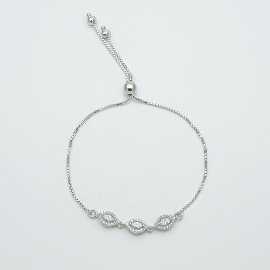 925 Silver Diamond Cutting CZ Adjustable Bracelet - iAMORY