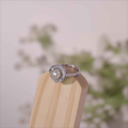 Pearl Crown Sparkling 925 Sterling Silver Ring side