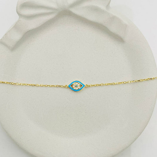 Blue Aura Evil Eye 925 Sterling Silver Bracelet - iAMORY
