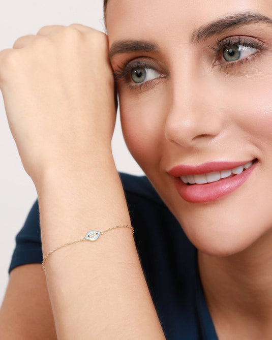 Blue Aura Evil Eye 925 Sterling Silver Bracelet - iAMORY