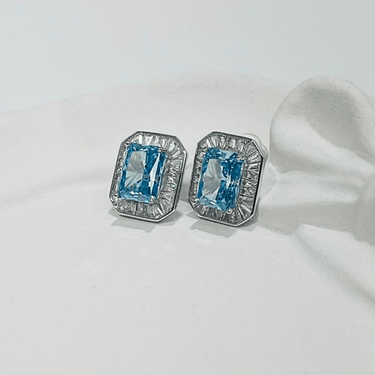 Blue Ice Sparkling 925 Sterling Silver Studs - iAMORY