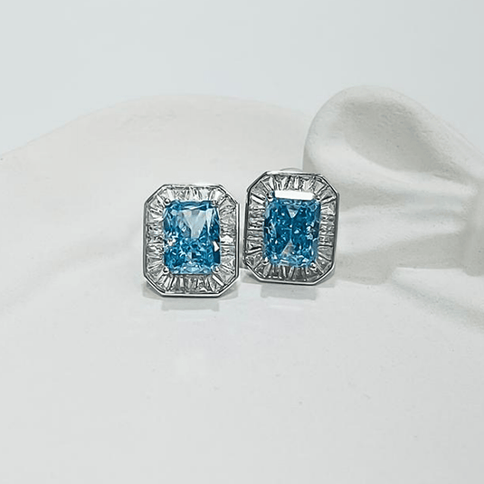 Blue Ice Sparkling 925 Sterling Silver Studs - iAMORY