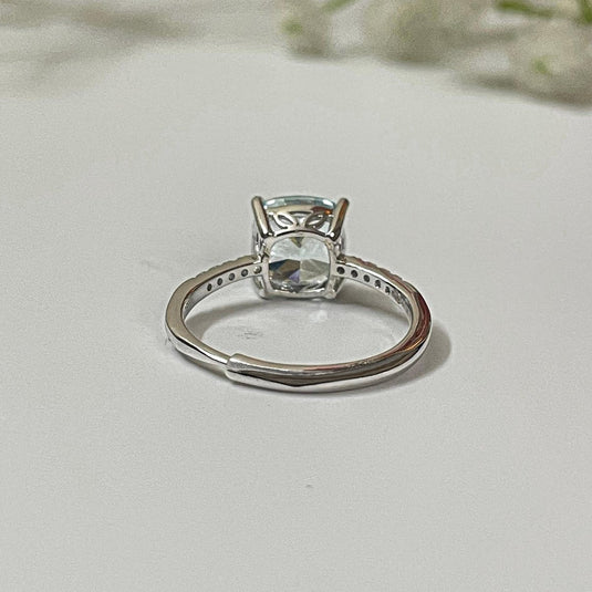 Blue Mirage Solitaire 925 Sterling Silver Ladies Ring - iAMORY