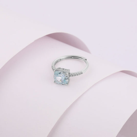 Blue Mirage Solitaire 925 Sterling Silver Ladies Ring - iAMORY