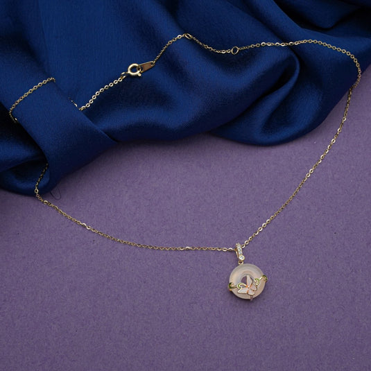 Butterfly Halo Chain Pendant Gold Plated 92 Sterling Silver - iAMORY