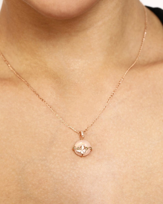 Butterfly Halo Chain Pendant Gold Plated 92 Sterling Silver - iAMORY