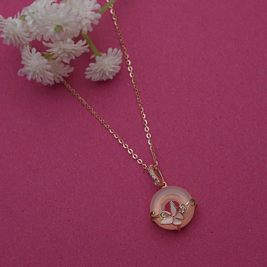 Butterfly Halo Chain Pendant Gold Plated 92 Sterling Silver - iAMORY