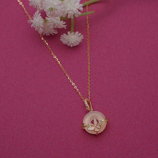 Butterfly Halo Chain Pendant Gold Plated 92 Sterling Silver - iAMORY