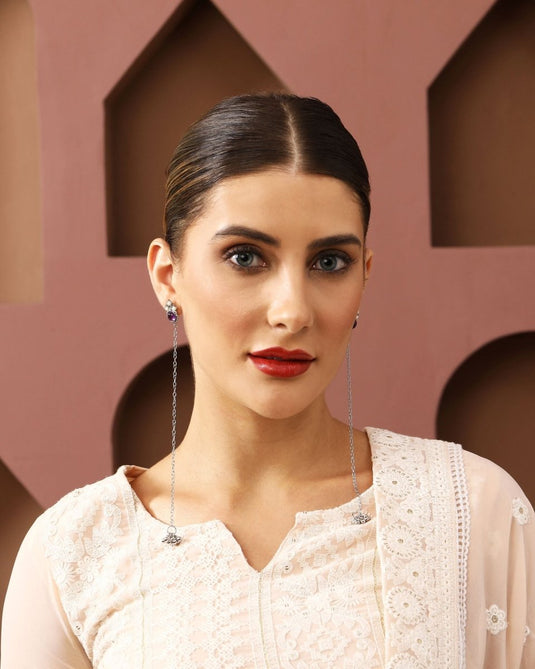 Dejhoor Noor - e - Gul 925 Sterling Silver Earrings - iAMORY