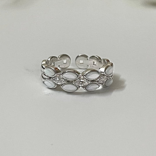 Dreamleaf Sparkle Band 925 Sterling Silver Ring - iAMORY