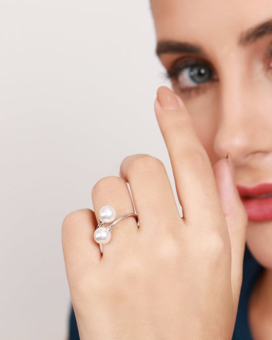 Duo Pearl 925 Sterling Silver Ring - iAMORY