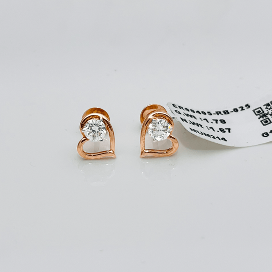 Heart Shape Round Pointers Earrings– 14KT Rose Gold - iAMORY