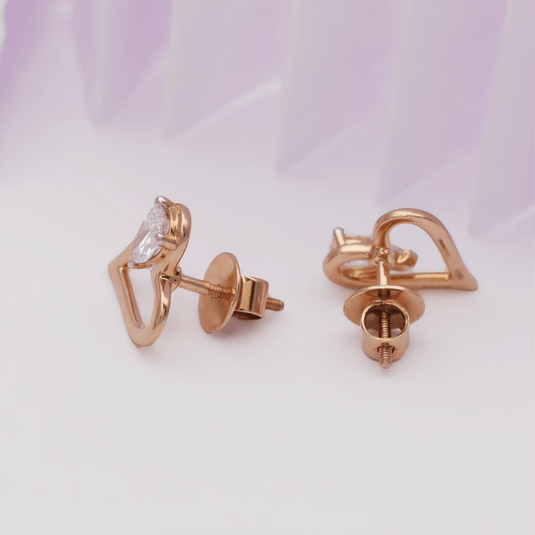 Heartlight Grace Stud Earrings – 14KT Rose Gold back angle