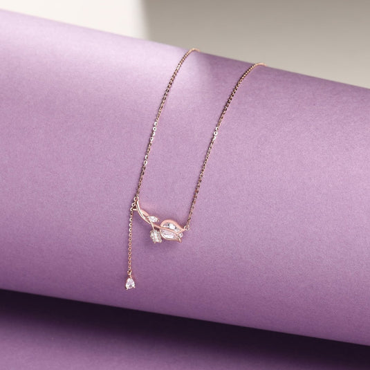 Lush Rose 925 Sterling Silver Lariat Necklace - iAMORY