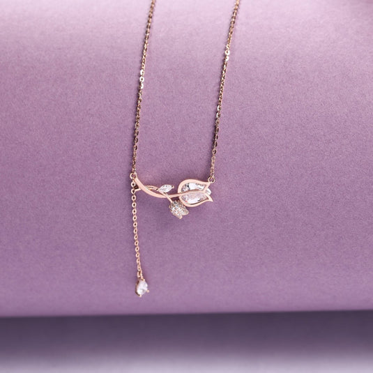 Lush Rose 925 Sterling Silver Lariat Necklace - iAMORY