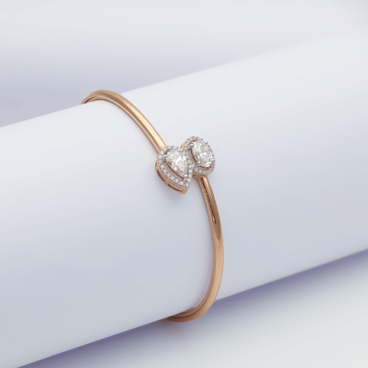 Pear & Oval Dual Diamond Flexi Kada / Bracelet – 14KT Yellow Gold side