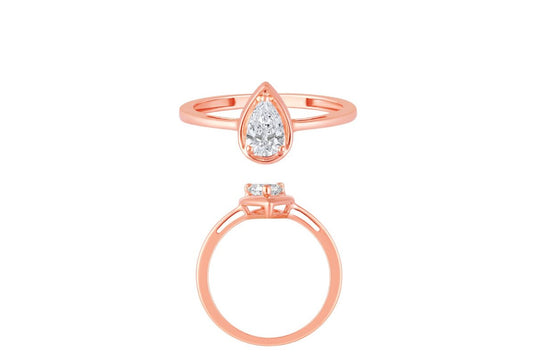 Pear Shape Solitaire Ladies Ring– 14KT Rose Gold - iAMORY
