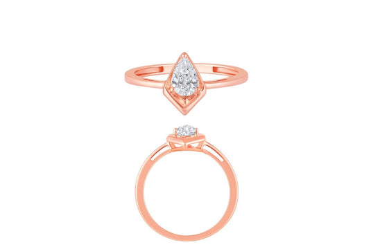 Pear Solitaire Ladies Ring– 14KT Rose Gold - iAMORY