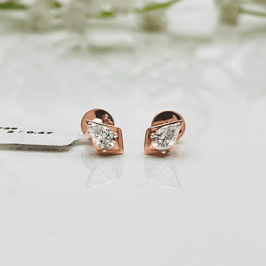 Pear Solitaire Stud Earrings – 14KT Rose Gold - iAMORY