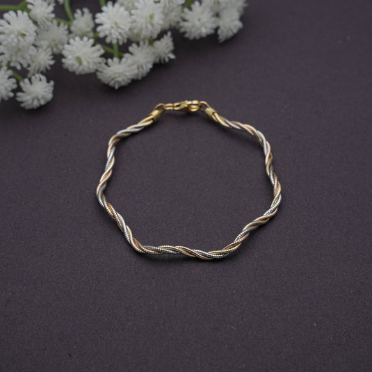 Rope 3 Tone Zig - Zag Italian Bracelet - 925 Sterling Silver - iAMORY