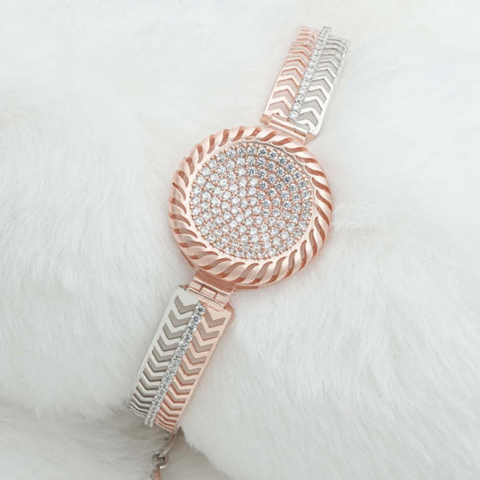 Rose Gold & Silver Watch CZ Kada For Women - iAMORY