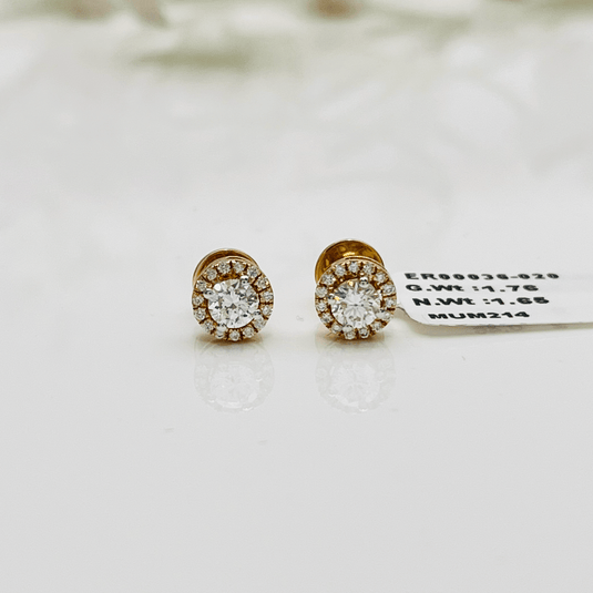 Round Solitaire Earrings– 14KT Yellow Gold - iAMORY