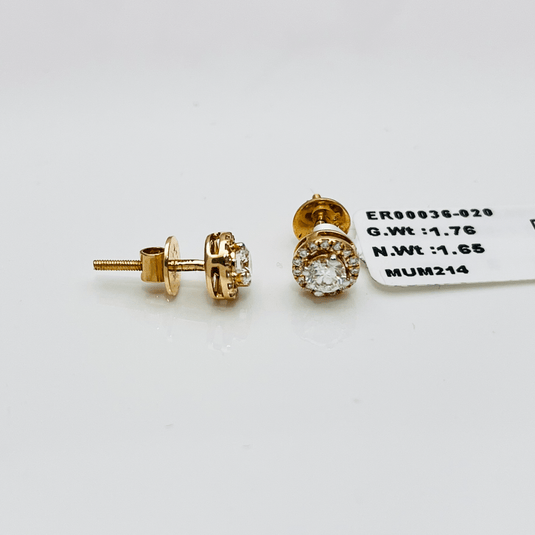 Round Solitaire Earrings– 14KT Yellow Gold - iAMORY