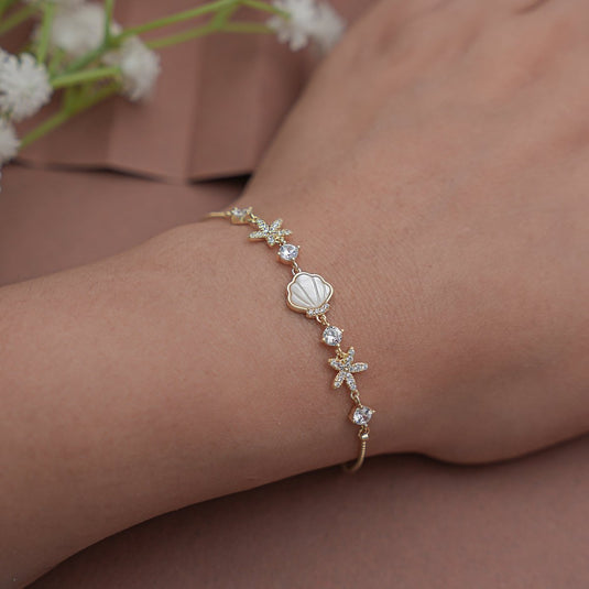 Seaside Symphony Gold polish 925 Sterling Silver Bracelet - iAMORY