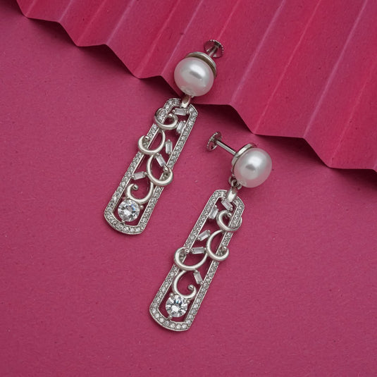 Silver Pearl Legacy Dangler Earrings For Women - iAMORY