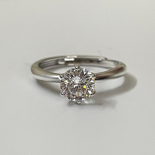 Single Solitaire 925 Sterling Silver Adjustable Ring - iAMORY