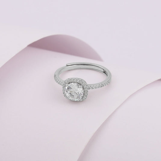 Timeless Spark Solitaire 925 Adjustable Sterling Silver Ring - iAMORY