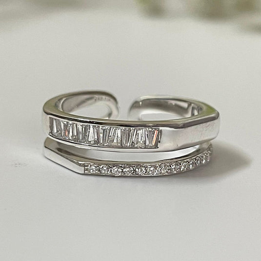 Twin Spark Band 925 Sterling Silver Ring - iAMORY