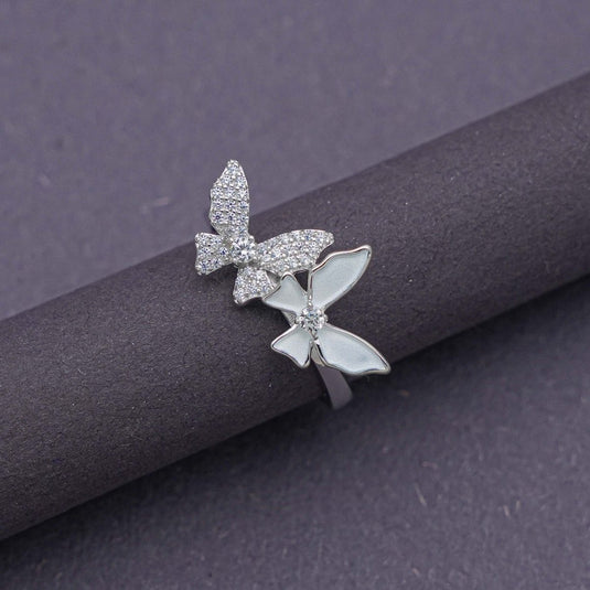 Twin Wings - Duo Butterfly 925 Sterling Silver Ring - iAMORY