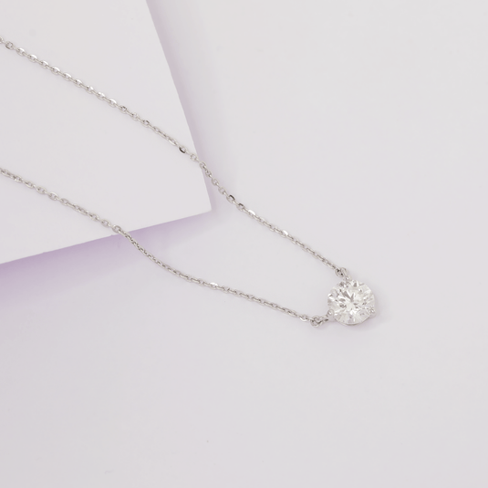 2 Ct Solitaire Lab-grown Diamond Pendant with Chain – 14KT White Gold