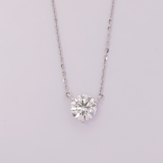 2 Ct Solitaire Lab-grown Diamond Pendant with Chain – 14KT White Gold