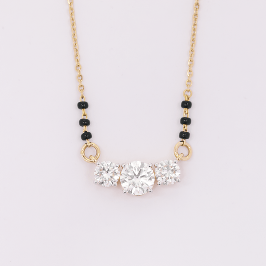 3 Solitaire Mangalsutra – 14KT Yellow Gold