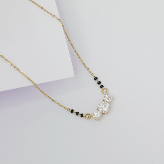 3 Solitaire Mangalsutra – 14KT Yellow Gold
