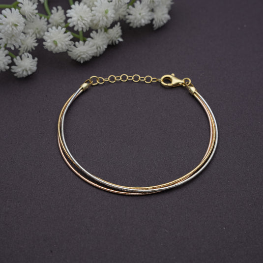 3 Line 3 Tone Italian Bracelet- 925 Sterling Silver