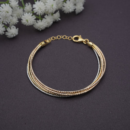 5 Line 3 Tone Italian Bracelet- 925 Sterling Silver