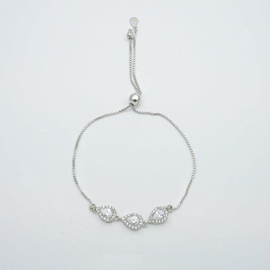 925 Silver Diamond Cutting CZ Adjustable Bracelet - iAMORY