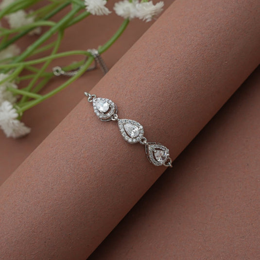 925 Silver Diamond Cutting CZ Adjustable Bracelet - iAMORY