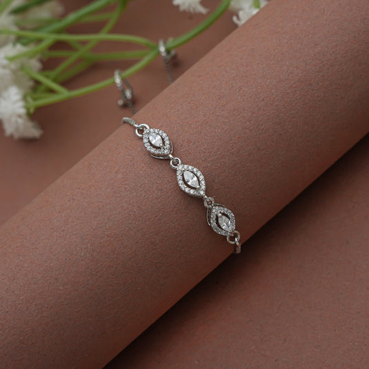 925 Silver Diamond Cutting CZ Adjustable Bracelet - iAMORY