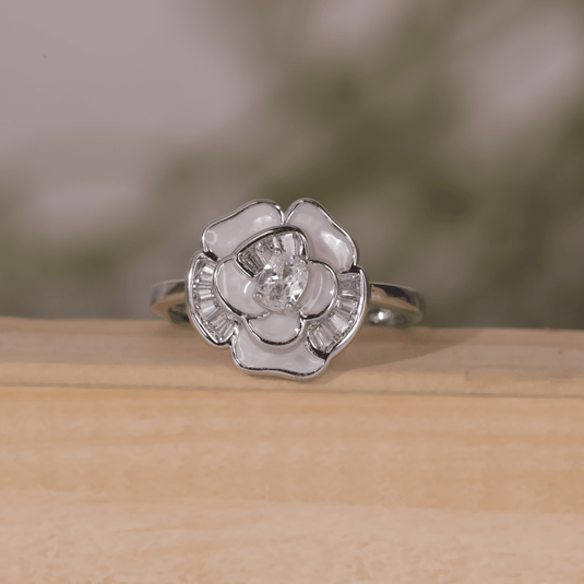 925 Silver Rose Sparkling Ring