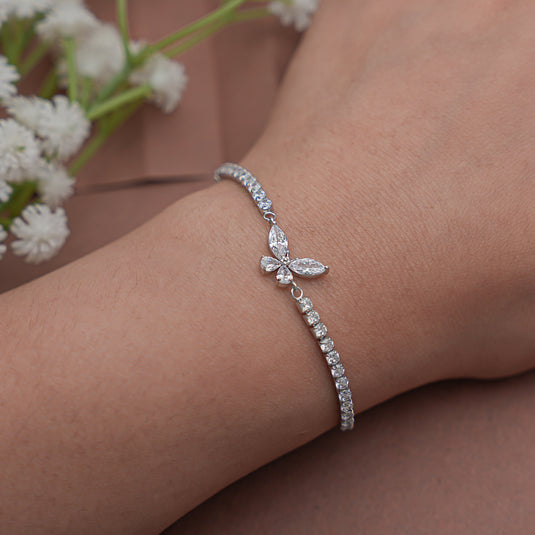 Shimmering Butterfly CZ Tennis bracelet 925 Sterling Silver