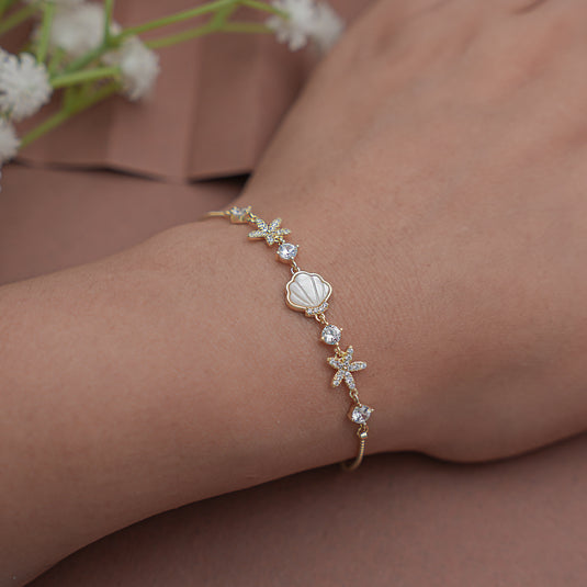 Seaside Symphony Gold polish 925 Sterling Silver Bracelet