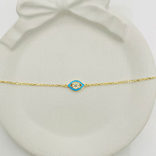 Blue Aura Evil Eye 925 Sterling Silver Bracelet